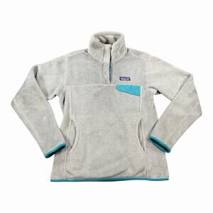 Patagonia Women’s Synchilla Snap-T Fleece Pullover Gray Teal Trim Size Small S